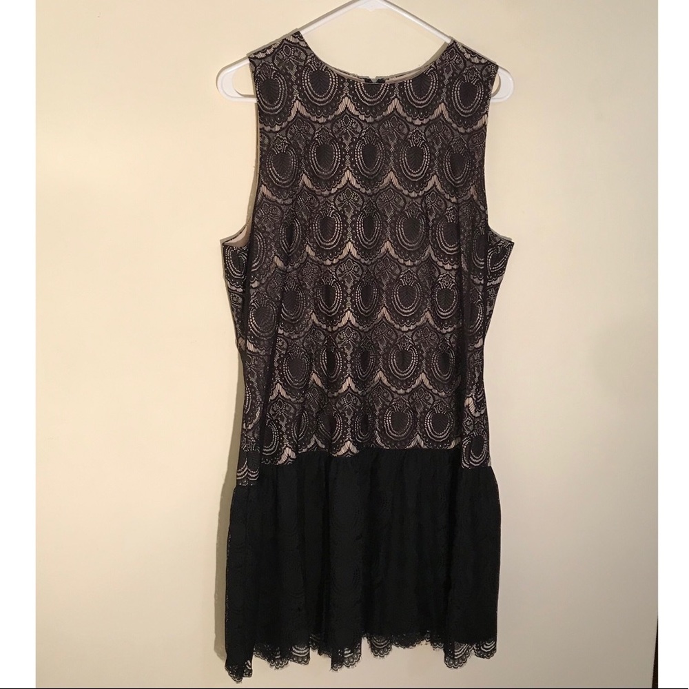 DKNY Black Lace Drop Waist Cocktail Dress